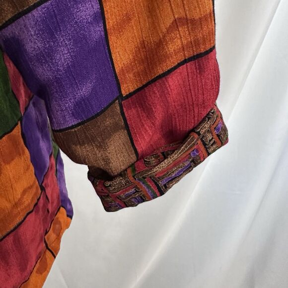Cache Vintage Rayon Funky Long Blazer Jacket SMALL 4/6 MCM Geometric Art to Wear - Picture 6 of 8